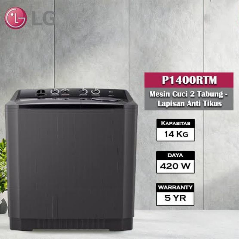 Mesin Cuci 2 Tabung LG Wind Jet Dry 14 KG P1400 RTM