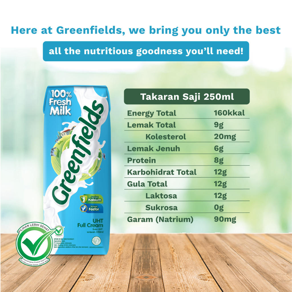 

GREENFIELDS Susu UHT Full Cream Milk Kemasan 1 Liter