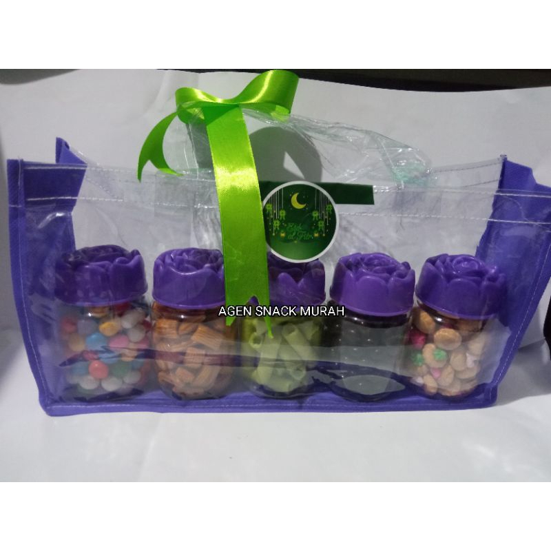 

HAMPERS LEBARAN UNGU ISI 5 FREE TAS + PITA /HAMPERS MURAH - PARCEL
