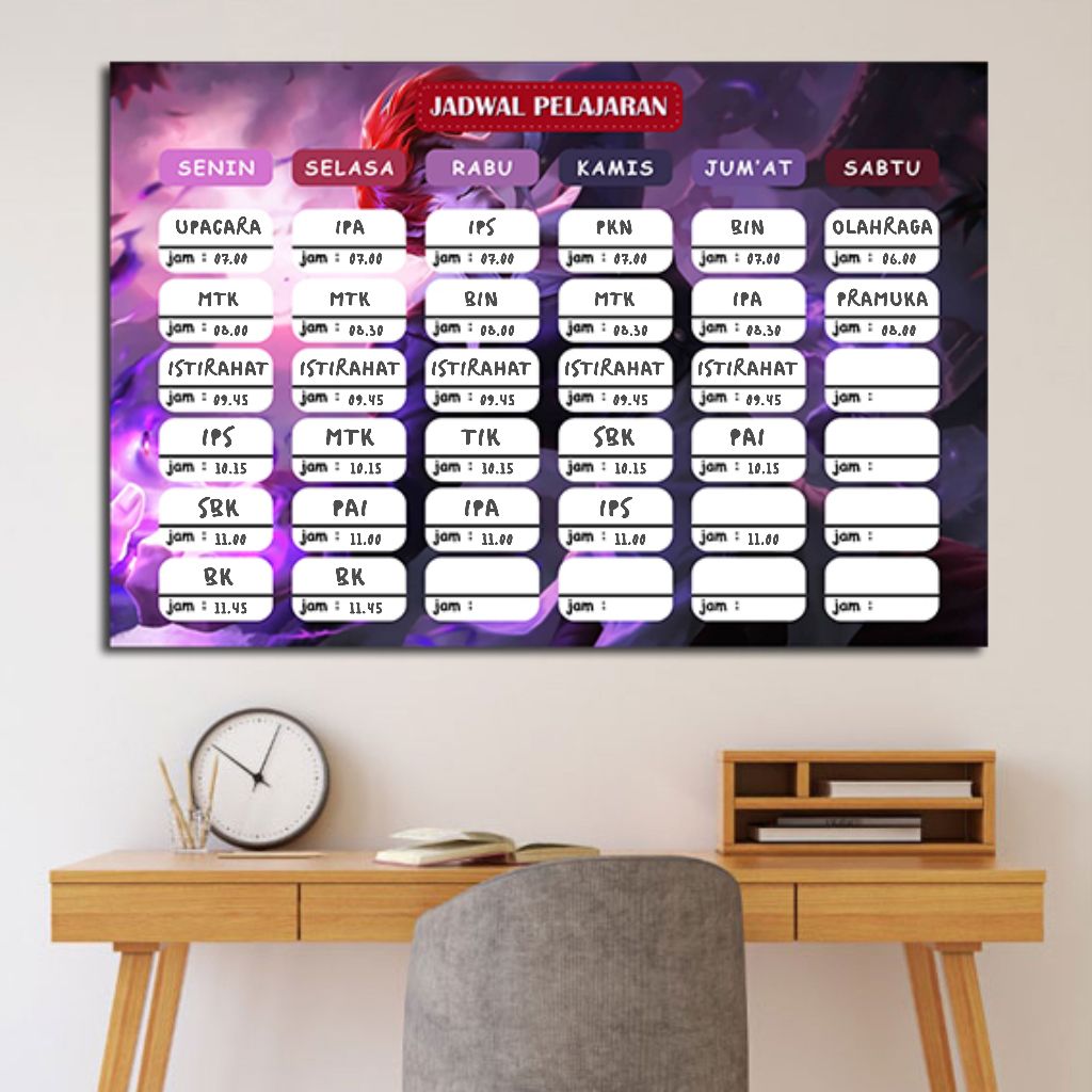 

Weekly Planer | Jadwal Pelajaran | Wall Schedule | Poster Jadwal Pelajaran Sekolah Mobile Legends