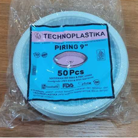 [50 PCS] Piring Plastik sekali pakai P9 Technoplastika Piring 9 inch