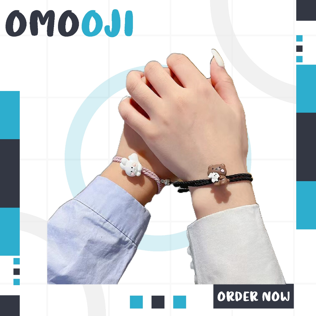Omooji - Gelang Couple Magnet Pasangan Karakter Kelinci Untuk Pacar Sahabat Bestie (2pcs) A142