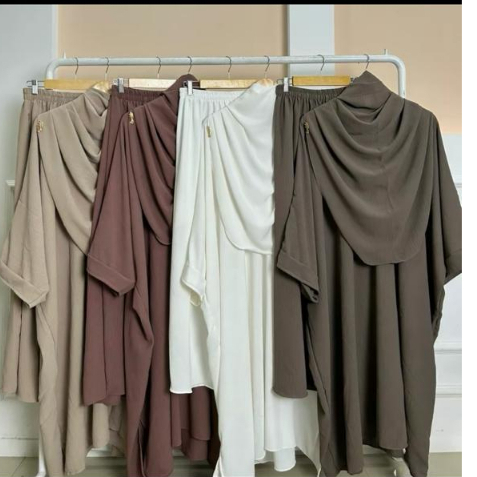 (FREE PASHMINA) ONE SET TUNIK MELAYU / SET TUNIK SYAR'I BAHAN CRINKLE