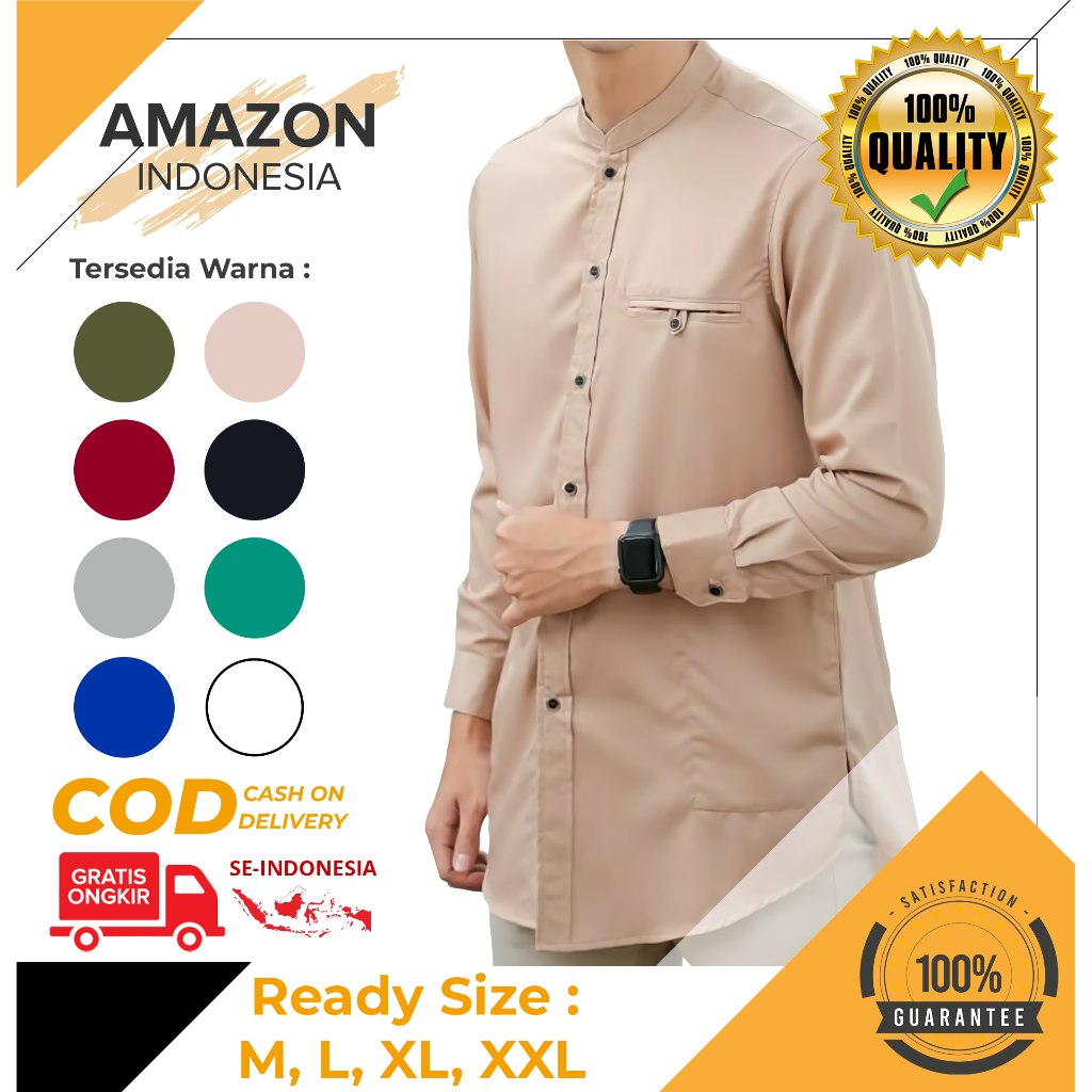 Baju Koko Pria Dewasa Terbaru Model Arto Warna Coksu Coklat Bahan Premium Baju Muslim Atasan Pria Kemeja Kekinian Lengan Panjang Murah Bagus