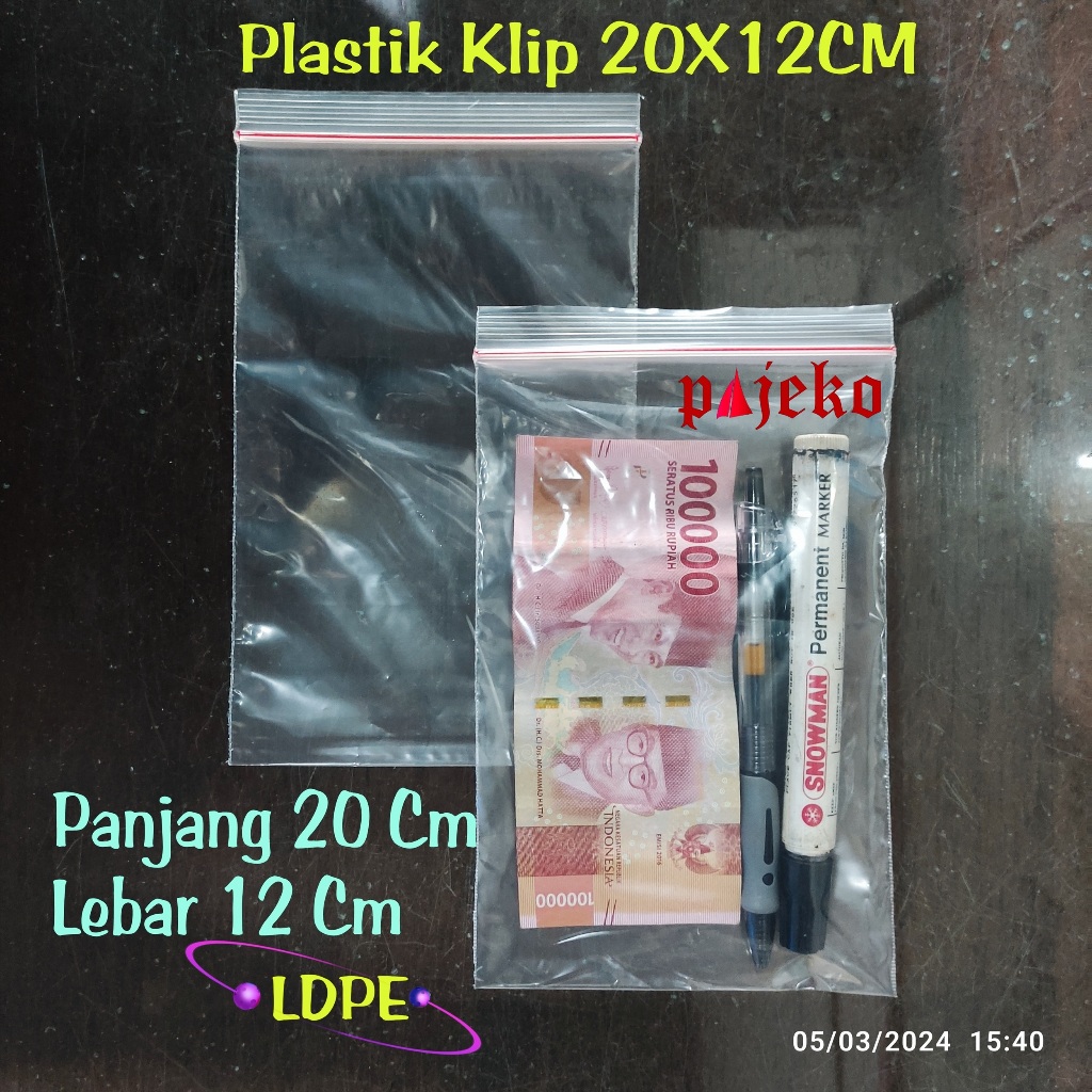Plastik Klip 20 X 12 Cm , Plastik Ziplock Klip 20 X 12 Cm , Plastik Klip ZIPLOCK 12 X 20 Cm