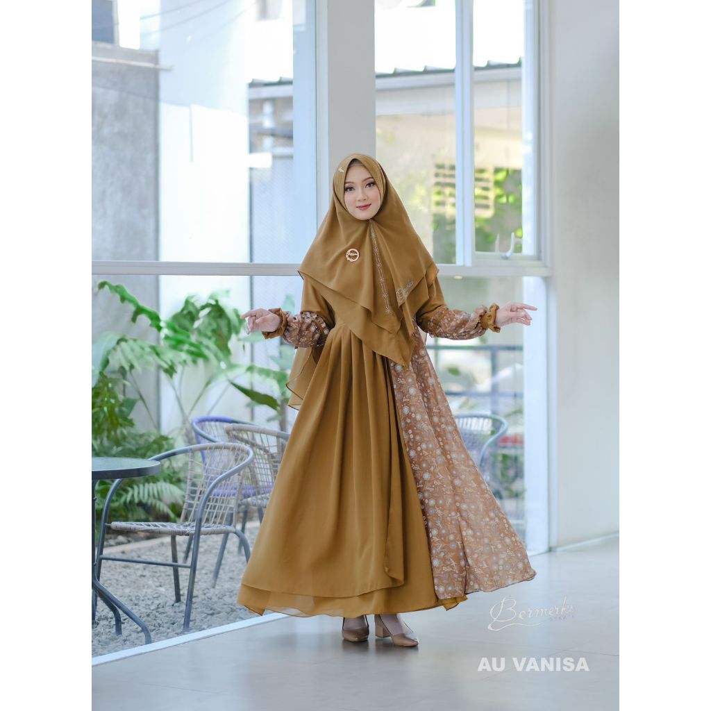 Gamis Ceruty babydoll set Khimar Aurel Nadia regita dayana ori bermerks syari adiba isyana motif cer