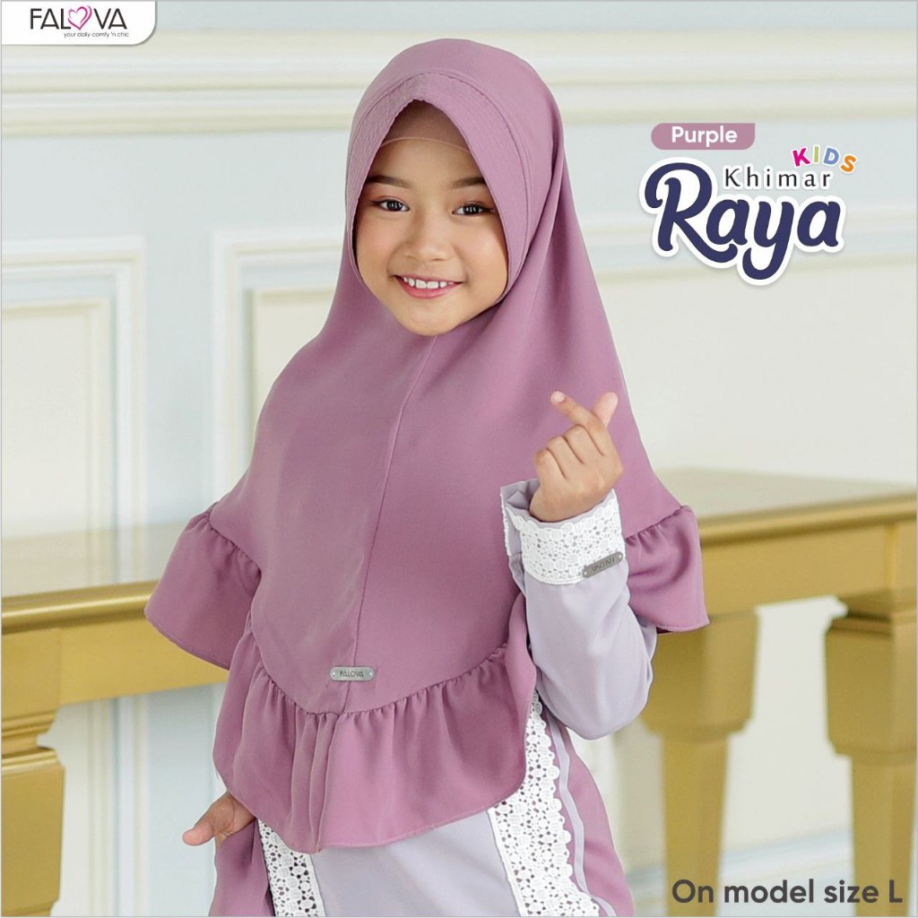 Kerudung Anak Khimar Raya Kids Falova Hijab Anak Instan Ruffle - Jilbab Bergo Kaos Premium Adem
