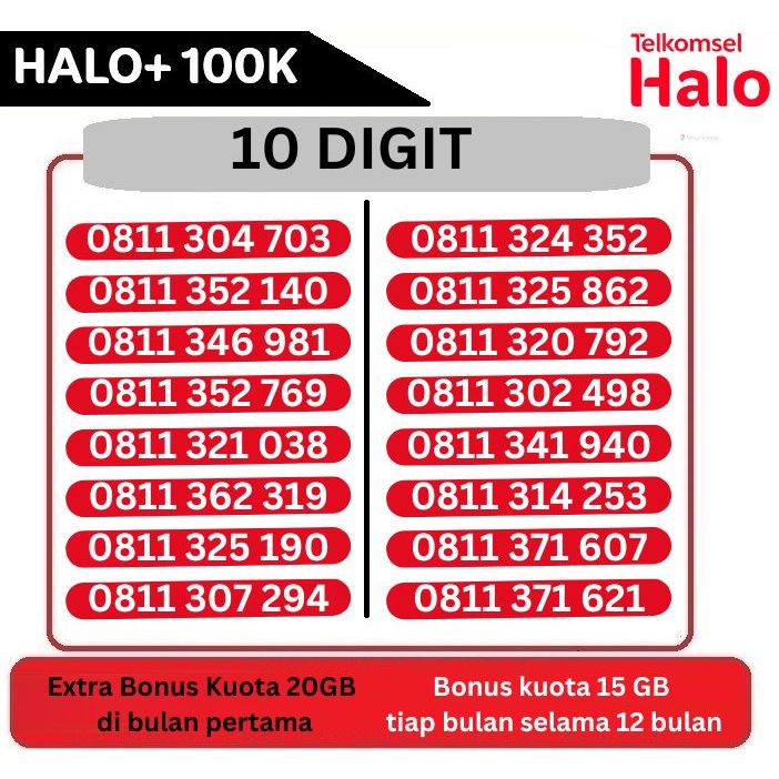 KARTU HALO / NOMOR CANTIK / NOMOR 10 DIGIT TELKOMSEL / NOMOR 11 DIGIT