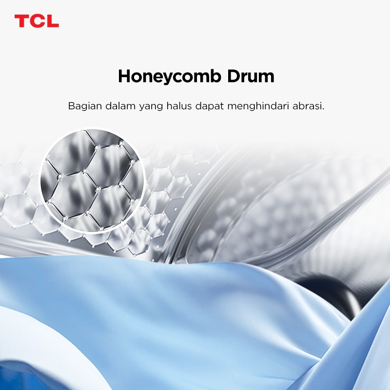 TCL MESIN CUCI FRONT LOADING 7 KG - Honeycomb Crystal Drum – Drum Clean -  16 Wash Program – Hijab Mode/Sport Mode – Super Quick (Model: TWF75-10S)