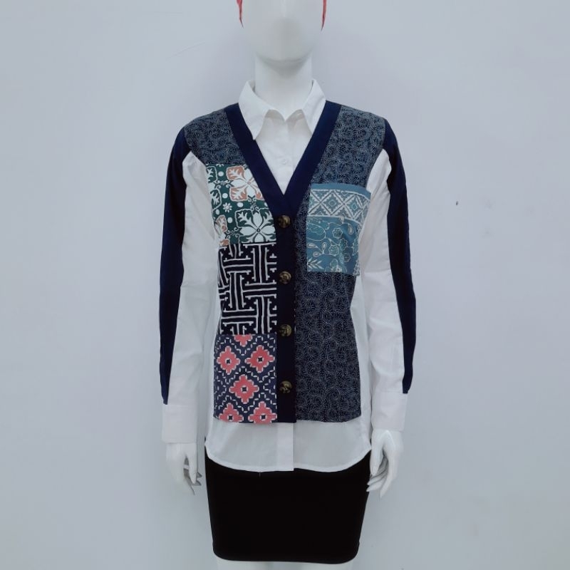 Blus Batik Ayumi rompi modern ld 110 cm / Atasan batik wanita kekinian terbaru