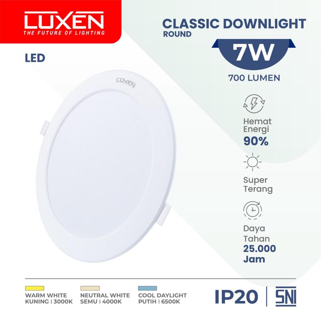lampu led luxen downlight 7 watt