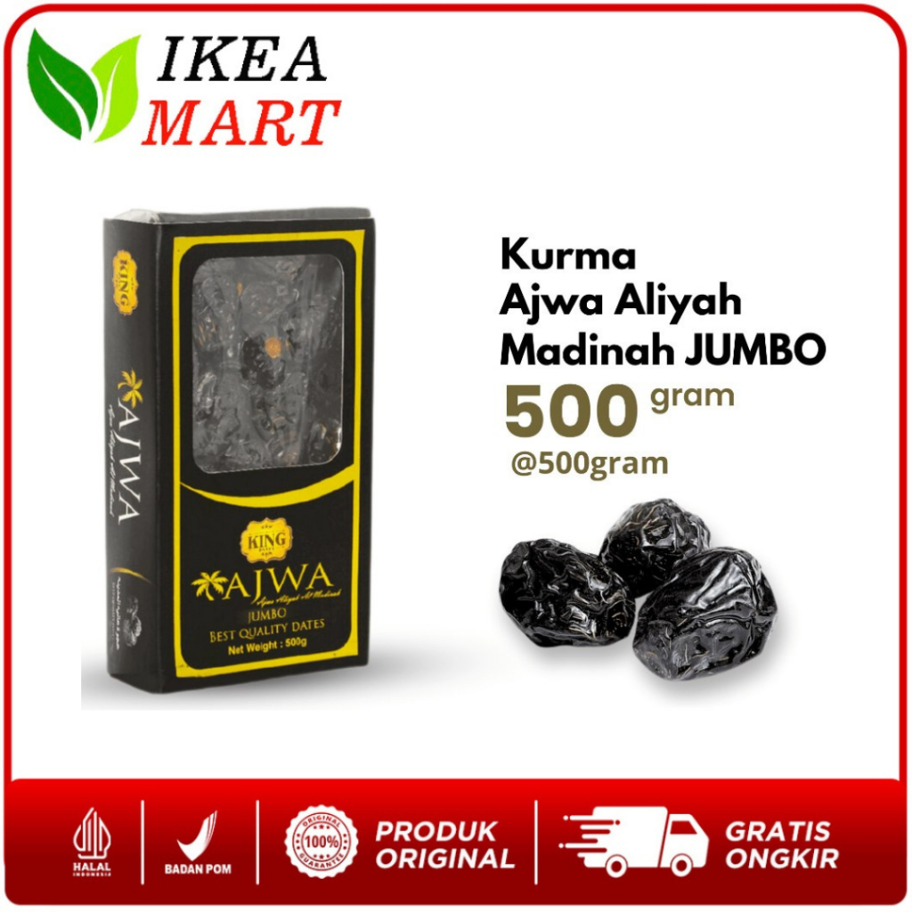 

KING DATES - Kurma Ajwa Jumbo | Kurma Nabi Premium Asli Madinah 500 gram Syifa Herbal Alami