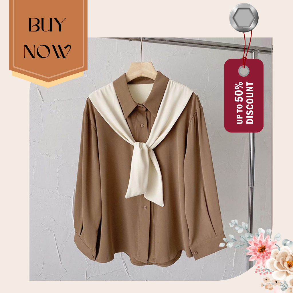 COD ⭐⭐ Top Blouse Kemeja Korean style premium Fit L ATASAN WANITA TERMURAH  BLOUSE TERBARU TERLARIS 