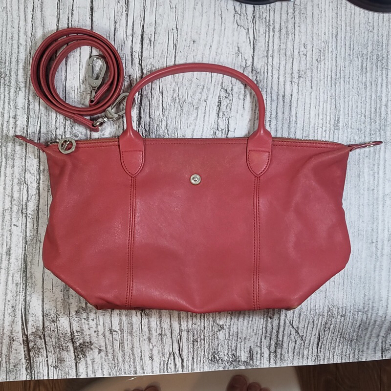 LC Lonchamp Le Pliage Cuir Red Small second Ori