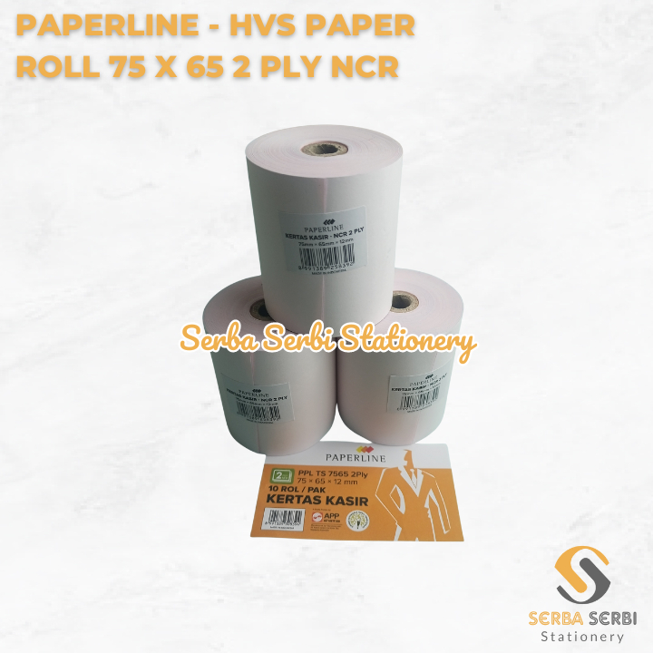 

PAPERLINE - (BH) HVS PAPER ROLL / TELSTRUK / KERTAS STRUK KASIR 75 X 65 75X65 2 PLY NCR