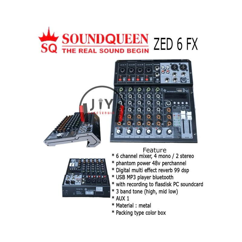 Audio Mixer 6 Channel SoundQueen Sound Queen ZED-6FX ZED6FX ZED 6FX