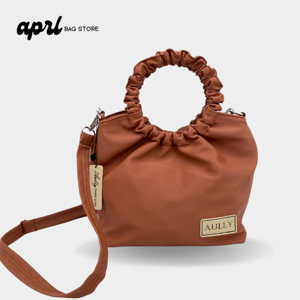 Tas Selempang Slingbag Sling Bag Slempang Slepang Serut Wanita Korea Polos Terracotta Merah Bata APR