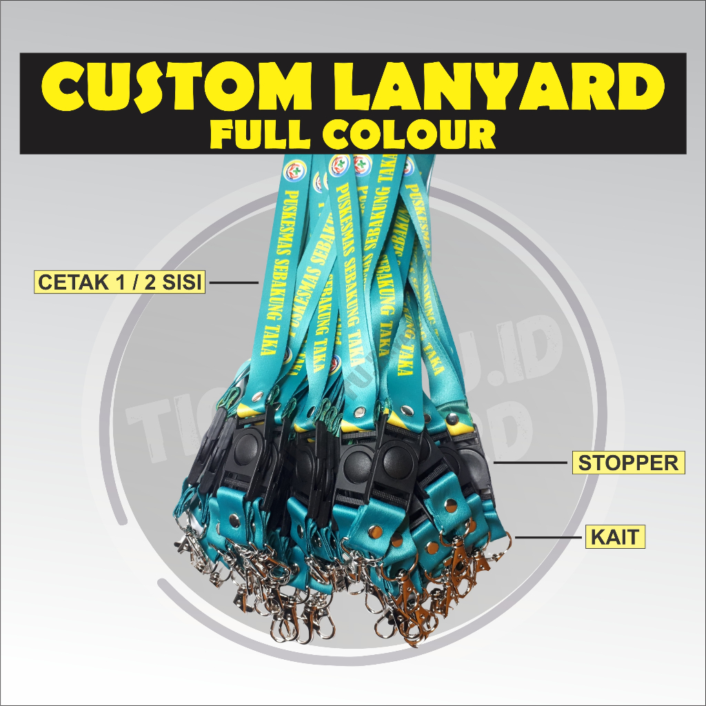 

Cetak Tali Id Card Lanyard Custom Printing 2sisi (Stopper + Kait)