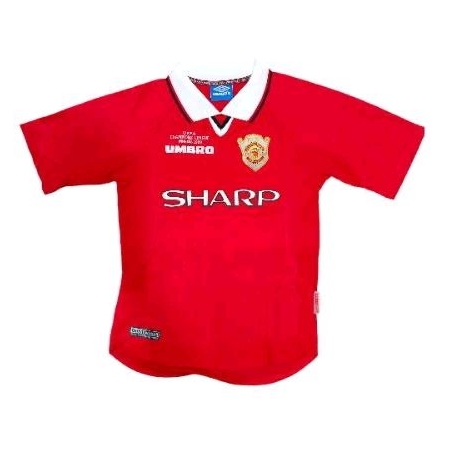 JERSEY BOLA RETRO MU HOME SHARP TREBLE WINNER CHAMPIONS LEAGUE UCL 98/99 GRADE ORI IMPORT