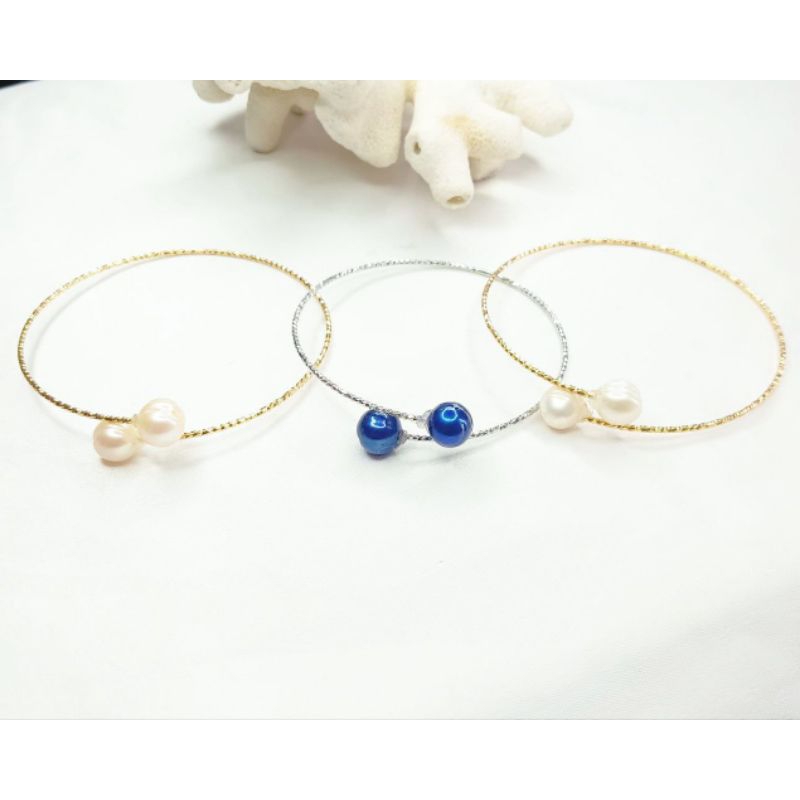 PAKET 3 GELANG KERONCONG 2 MUTIARA BULAT AIRVTAWAR LOMBOK