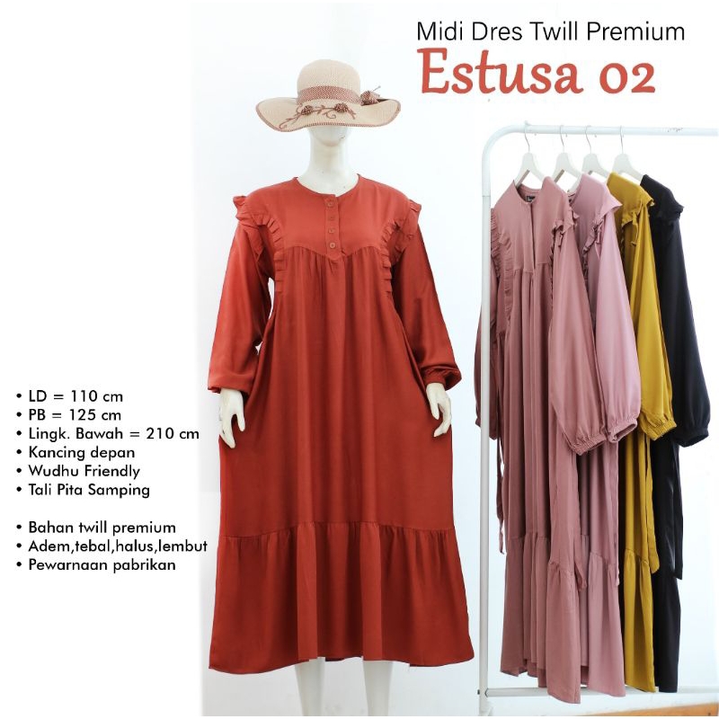 MIDI DRESS TWIL PREMIUM/DRESS MIDI/DRESS WANITA TWIL PREMIUM/MIDI DRESS