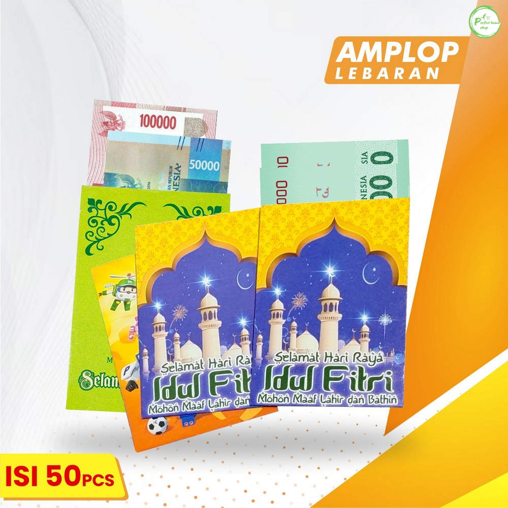 

Amplop Lebaran Isi 50PCS Motif Karakter Dompet Uang Hari Raya Idul Fitri Amplop THR Ampau Eid Mubarak Set Angpao Kartun Lucu