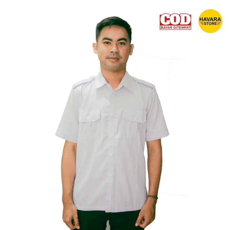 BAJU DINAS PDH PUTIH / BAJU PPPK  / SERAGAM PNS PUTIH LENGAN PENDEK