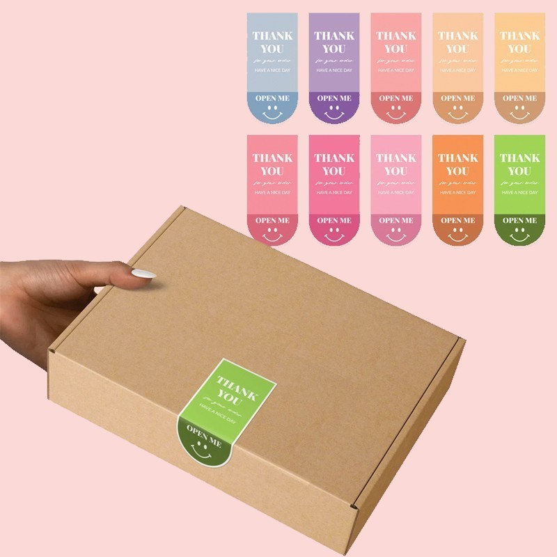 

100pcs stiker thank you tq stiker label segel box dus kotak mika dll - stiker warna/ni