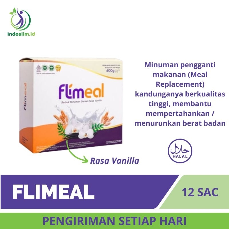 

Flimeal Flimty 1 Box 12 Sachet Meal Replacement Minuman Sereal Pengganti Sarapan Rasa Vanilla