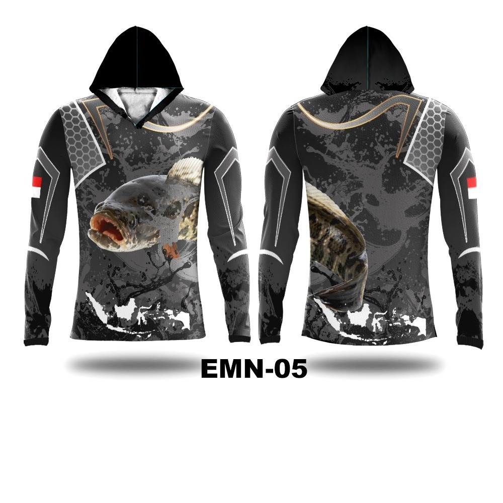 Kaos Jersey Mancing Mania Casting Toman Gabus Tudung Printing Custom Dryfit EMNFP05