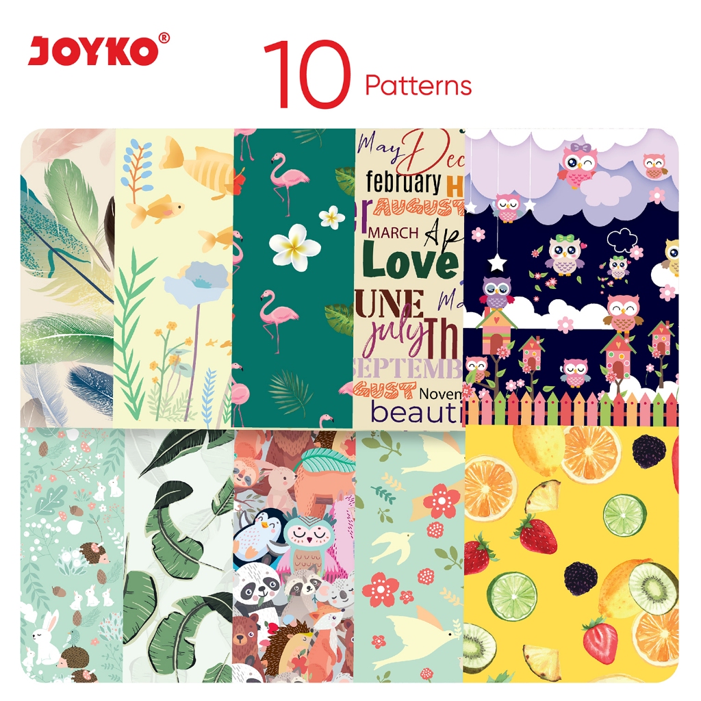 

(1 Pack) Origami Washi Paper Sedang 2 Sisi JOYKO OGP-303MIX Kertas Lipat Seni 15 x 15 Cm Lengkap 10 Macam Motif Tebal 80 Gsm