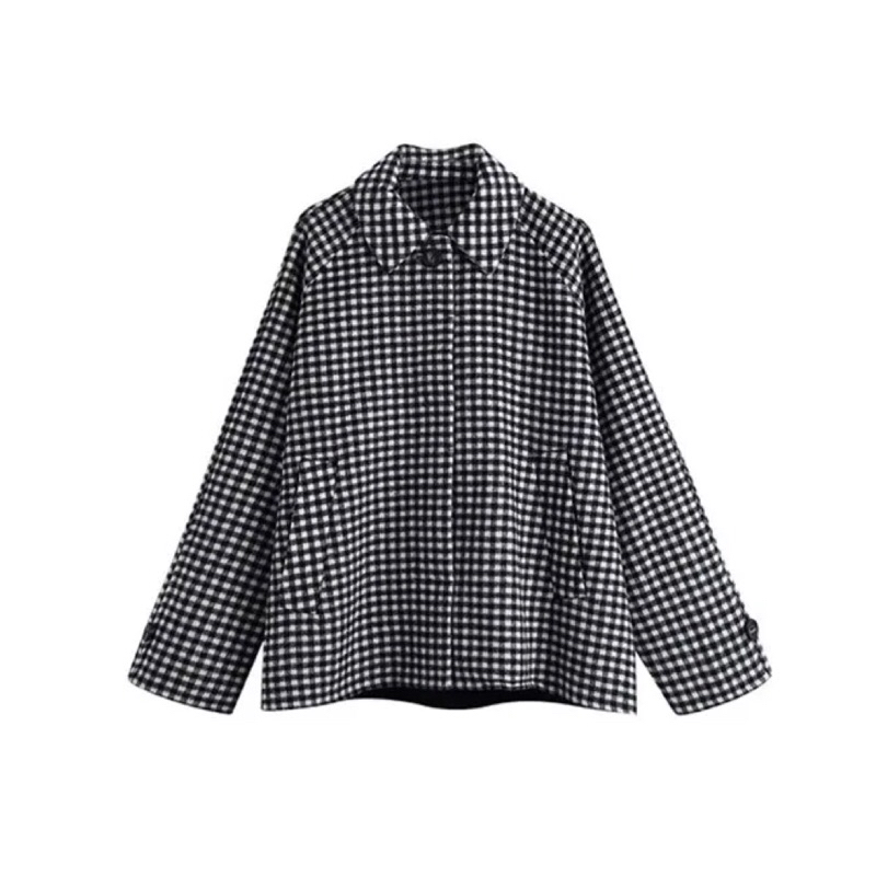 LMMTP - JACKET COAT WANITA PLAID WOOLEN BIG SIZE OVERSIZE JUMBO