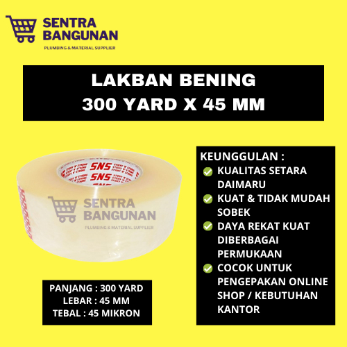 

Lakban Bening 300 Yard x 45MM - SETARA DAIMARU