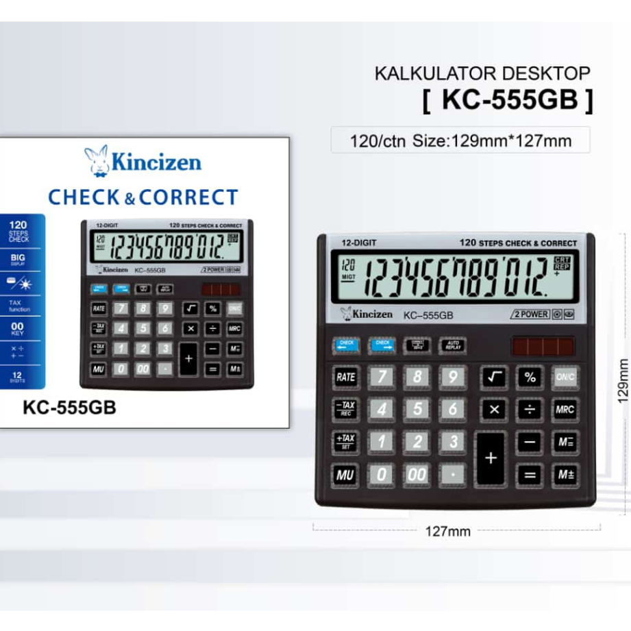 

Kalkulator Kincizen KC-555GB MEJA DAGANG COMPACT 12 DIGIT AWET BERKUALITAS CHECK CEK ULANG KC 555 GB KINCIZEN