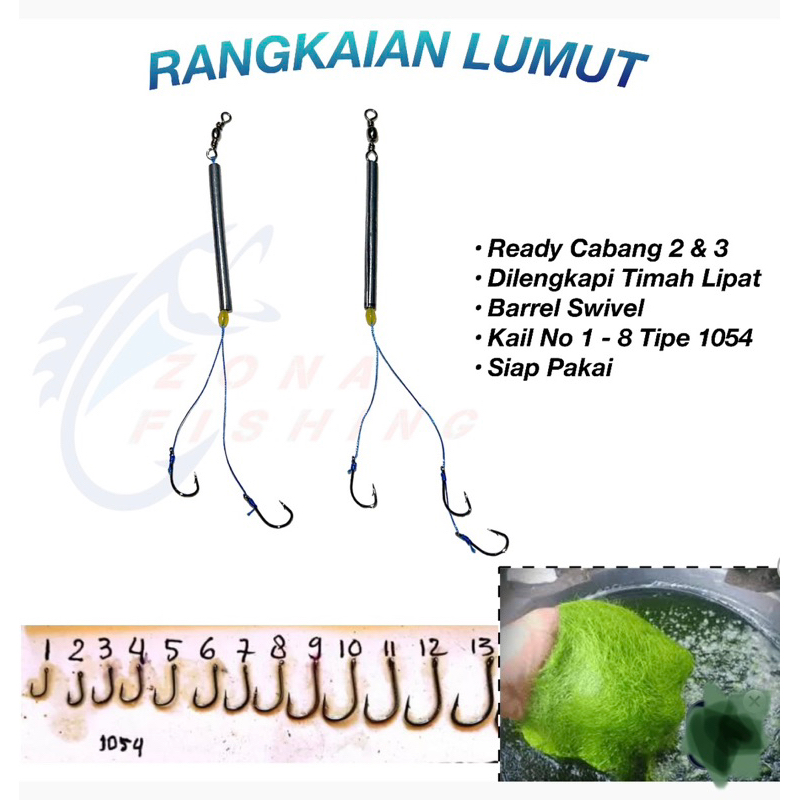 Pancing Kail Rangkaian Lumut Rakitan Cabang 2 dan 3 Set Pancing Kail Lumut Kwalitas Super Kuat Cocok