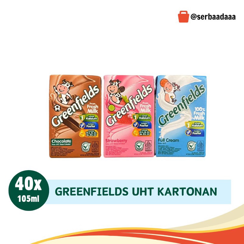 

GREENFIELDS SUSU UHT 105ML DUS KARTON ISI 40 PCS BISA MIX