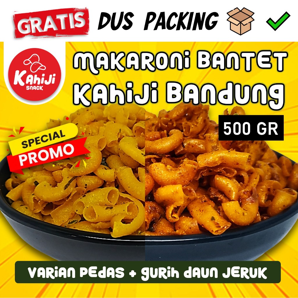 

500 GR MAKARONI BANTET KRIUK KAHIJI BANDUNG, VARIAN RASA PEDAS & GURIH DAUN JERUKTermurah | Promo Snack Kiloan Makaroni Pipa Bantat Renyah Kriuk Best Seller!