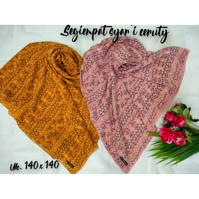 segiempat motif couple ukuran jumbo 140x140 anak pasmina bahan ceruty