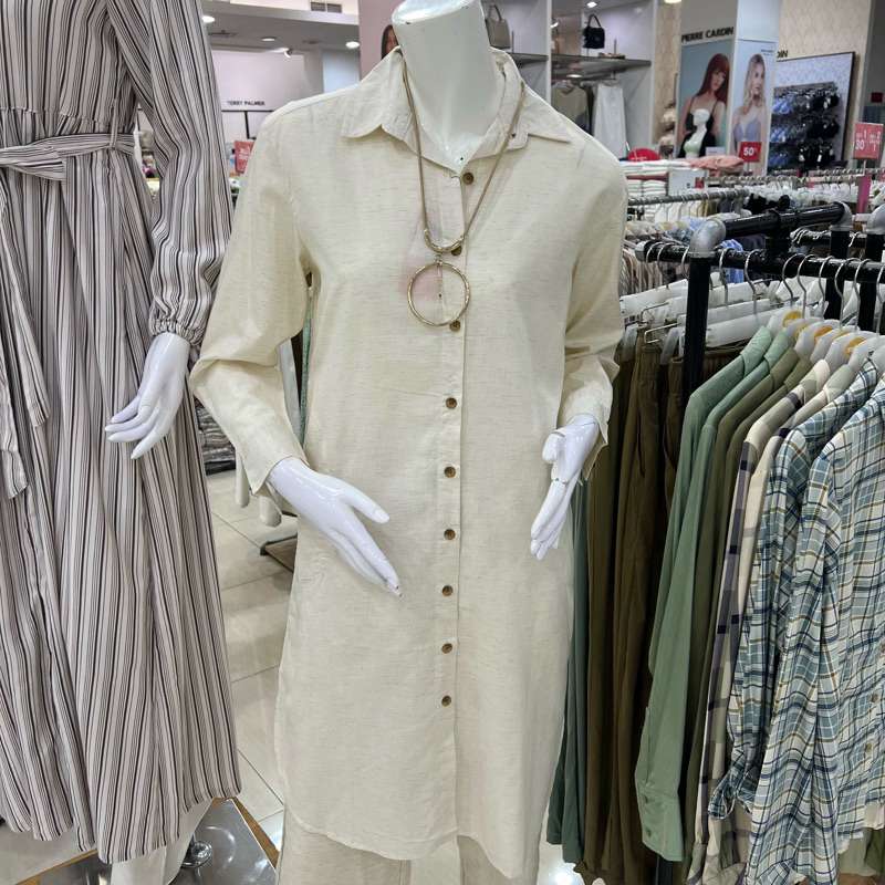 Novel Mice tunik wanita putih gading polos super cantik  S-XXL