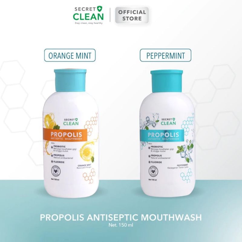 Propolis antiseptik mouthwash 150ml Obat kumur propolis 150ml obat kumur secret clean 150ml