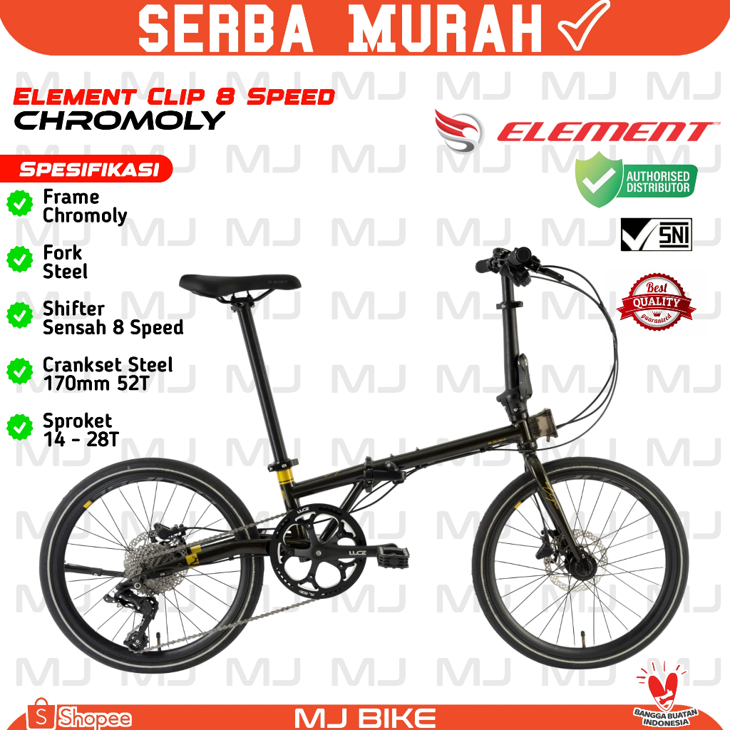 SEPEDA LIPAT/ FOLDING ELEMENT CLIP 8 SPEED 20 INCH CHROMOLY