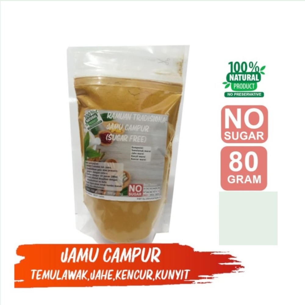 

Jamu Campur Temulawak Jahe Kencur Kunyit Tanpa Gula 80 Gram