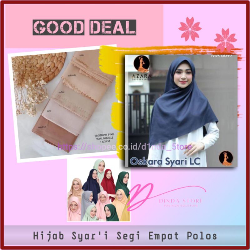 Hijab Syar'i Segi Empat Kerudung Polos Jilbab Oskara Voal Fashion Muslim Wanita Banjarmasin Lasercut
