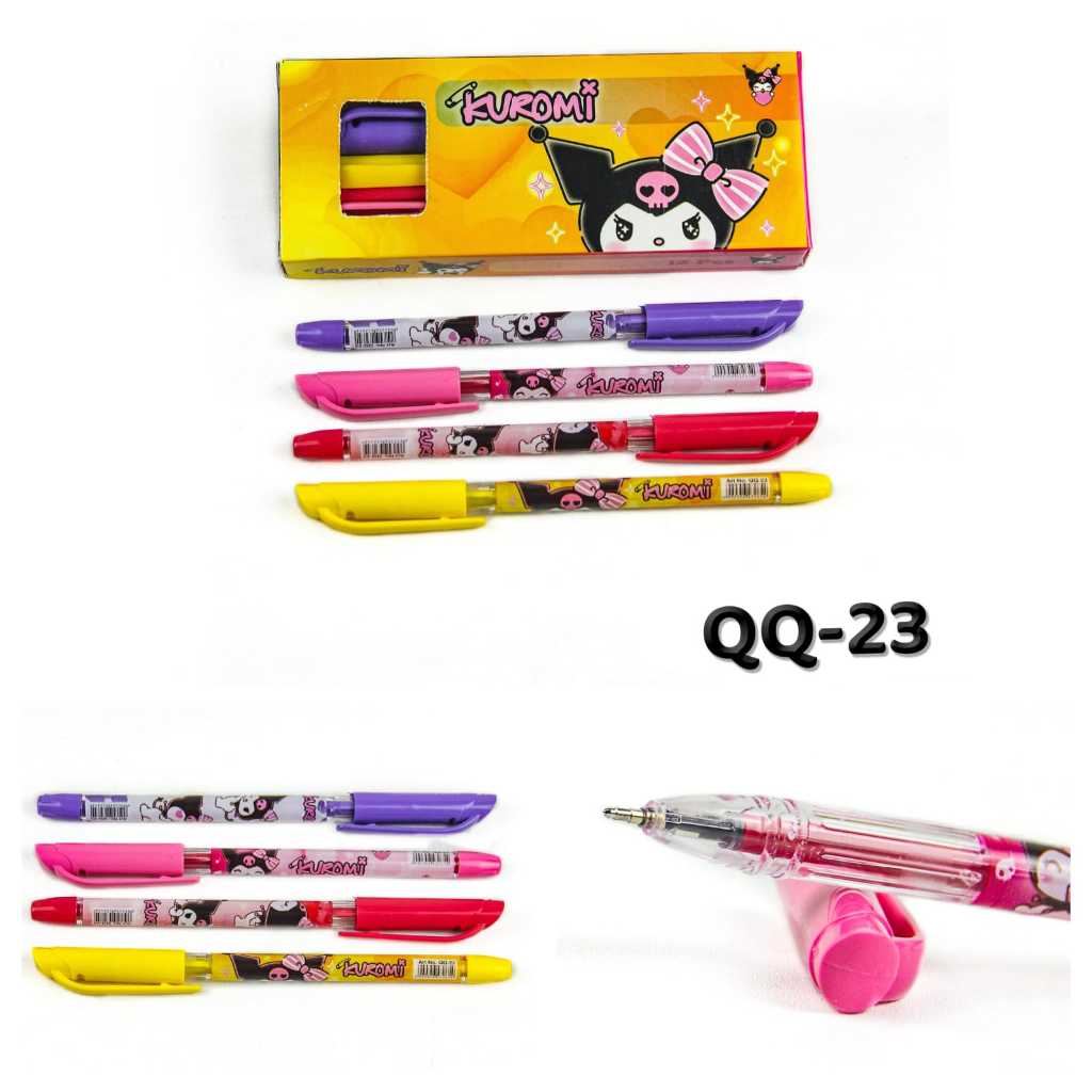 

12 Pcs Pulpen Pena Pen Ballpoint Tinta Hitam Karakter Kuromi