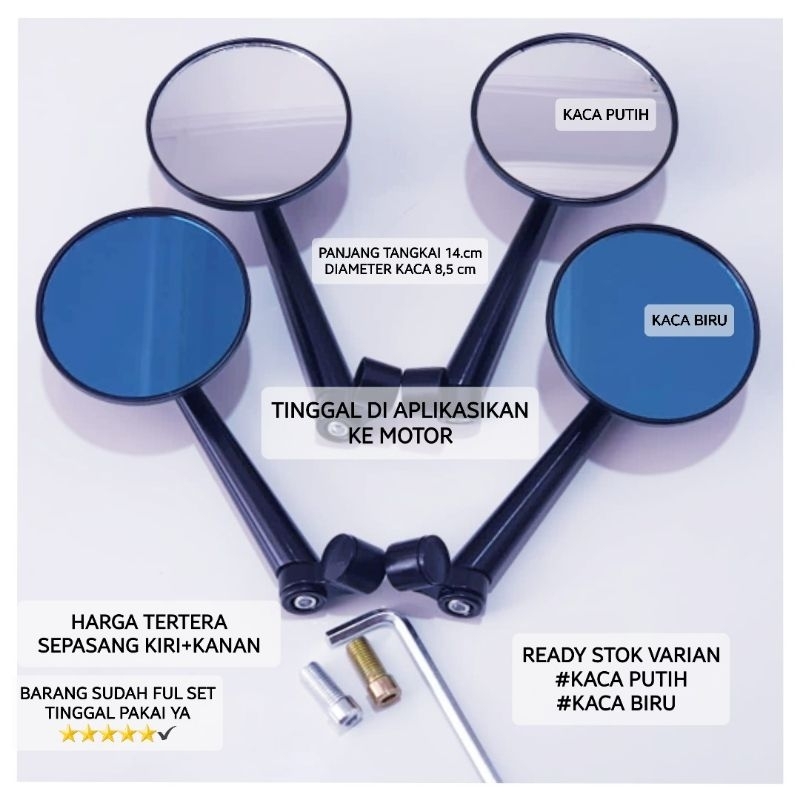 KACA SPION BULAT BESI VARIASI MOTOR JUPITER/JUPITER Z/JUPITER MX/MX NEW 135/MX KING 150/VEGA/FIZR