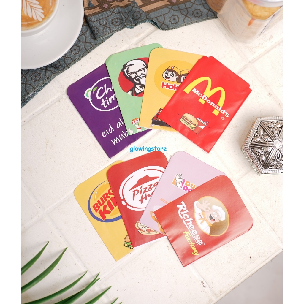 

amplop lebaran lucu motif merek SNACK Terkenal