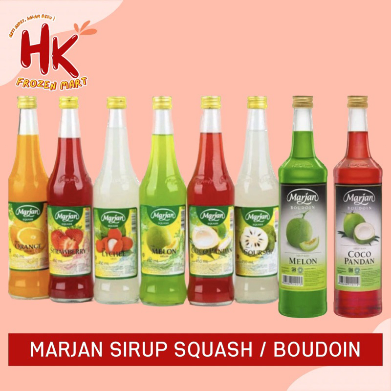 

MARJAN Syrup Squash/Boudoin Coco Pandan & Melon Leci Mangga Orange Jeruk sirup mango| HK FROZEN MART