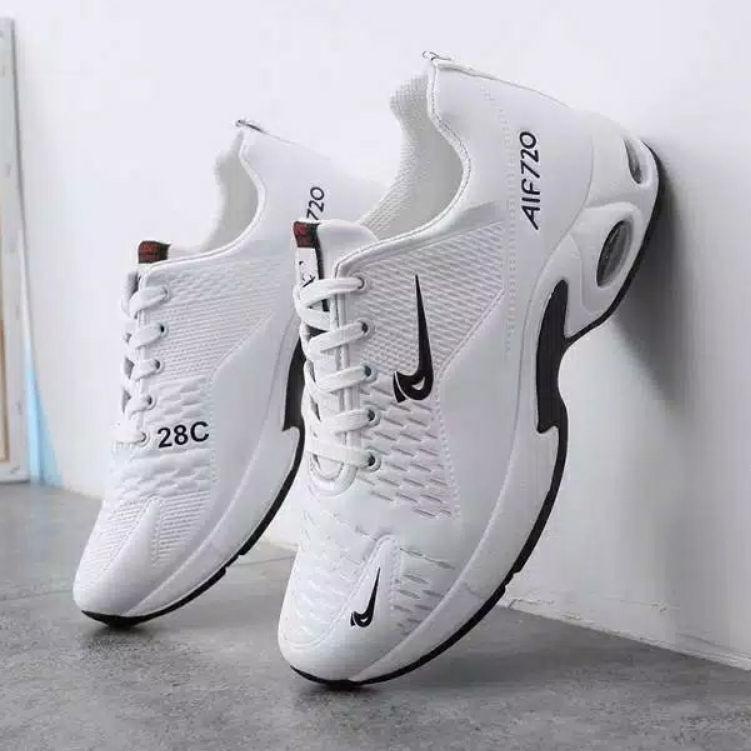 Sepatu Pria Hitam Putih Olahraga Sneakers Kekinian Terlaris NK720 Murah