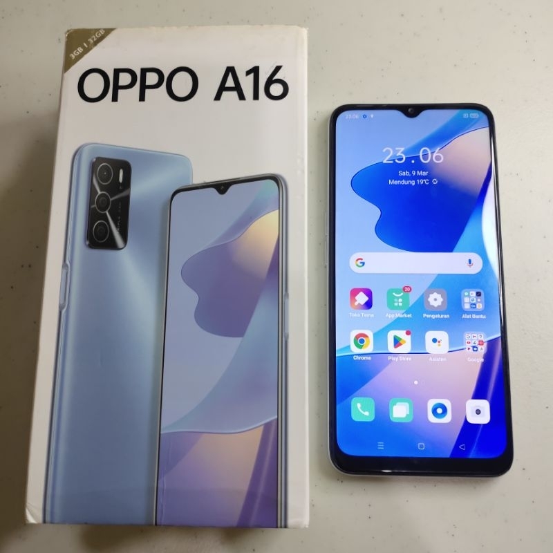 HP Smartphone Second OPPO A16 RAM 3 GB/ ROM 32 GB; Warna: Perak Angkasa