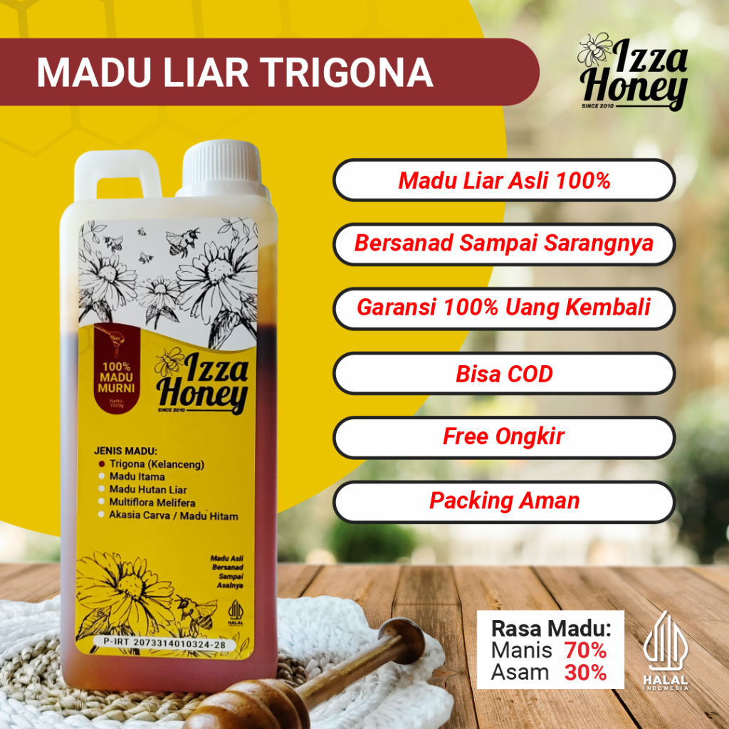 

Madu Liar Trigona Asli 100% - Madu Murni Bersanad Sampai Sarangnya 100% Asli Bergaransi Bisa COD - 1Kg